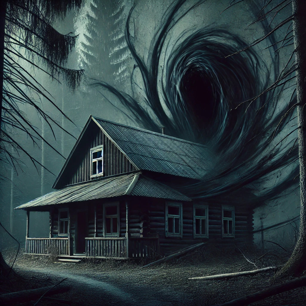 Ein geisterhaftes Haus in der Dunkelheit