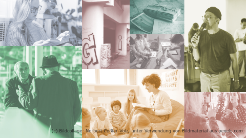 Bildcollage der Arbeitsgruppe Sprachforschung und Citizen Science